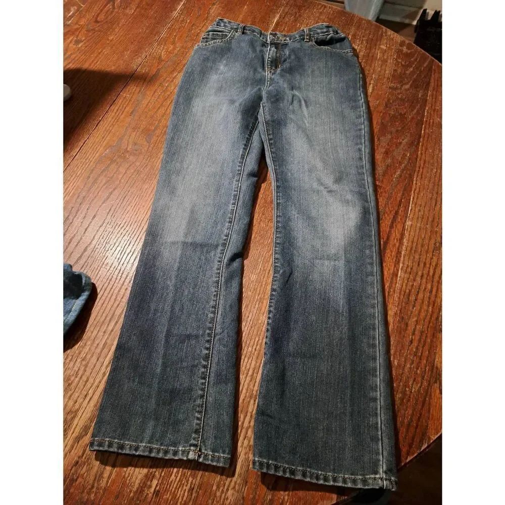Place Boys Size 14 Bootcut Adjustable Waist Blue Denim Jeans Pockets Belt Loops